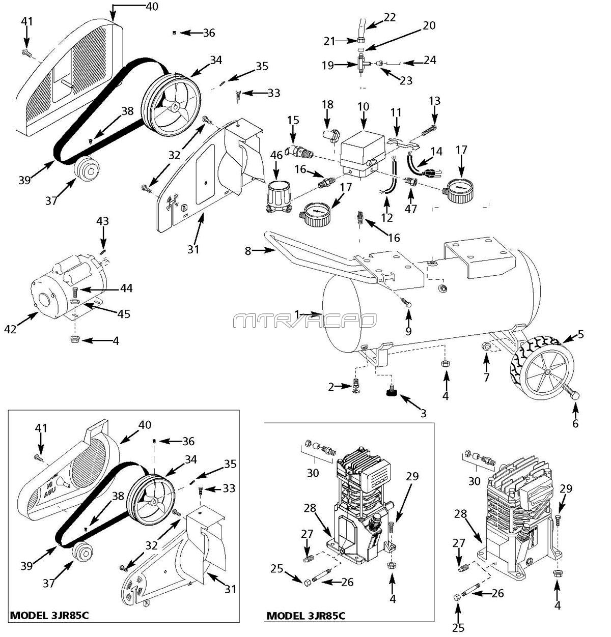 Parts manual speedaire compressor 4b227e
